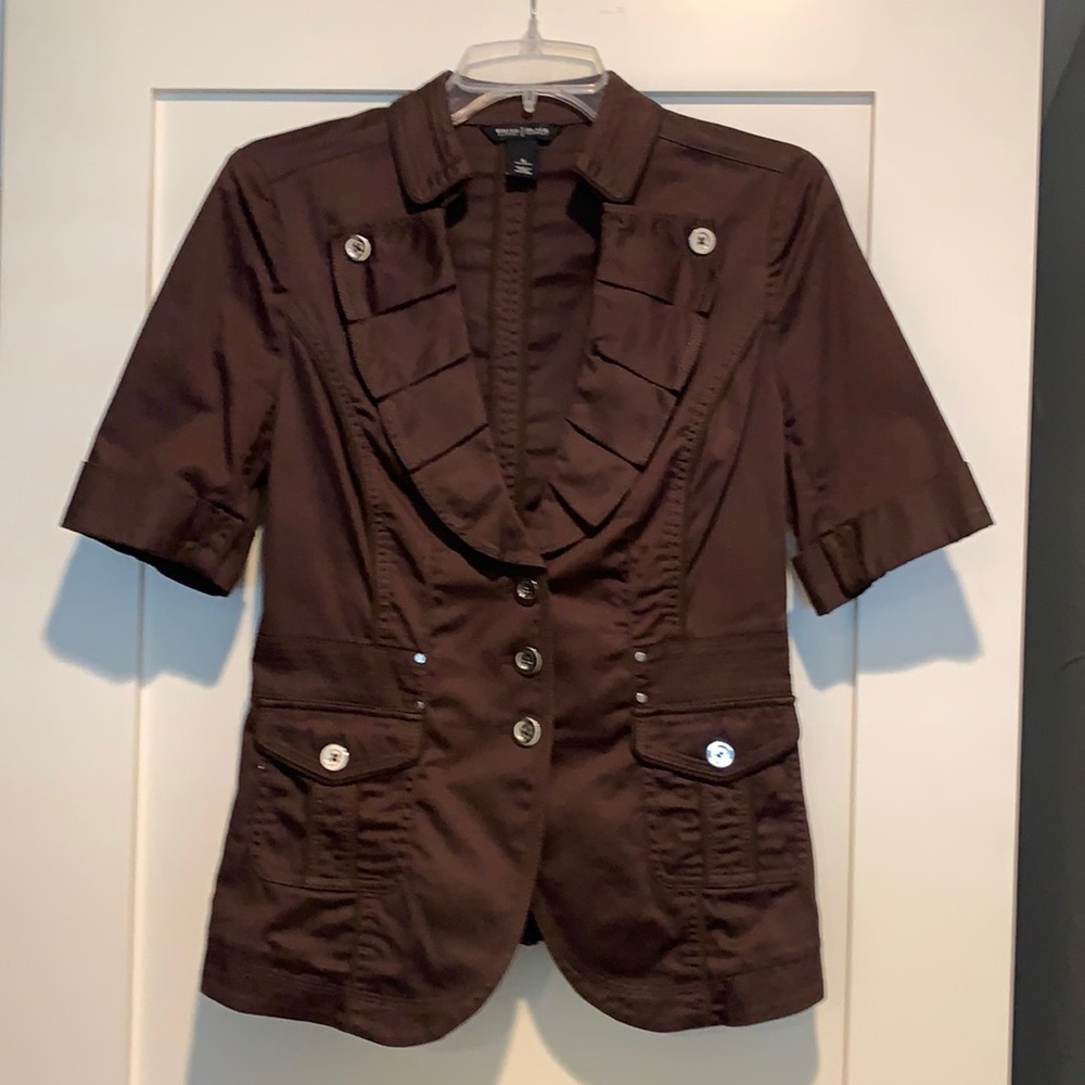 White House Black Market Brown Short Sleeve Blouse